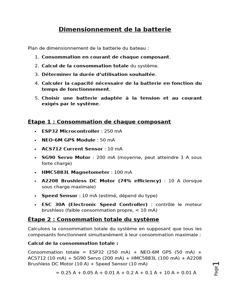 Dimensionnement de batterie pour bateau | PDF | Électrotechnique ...