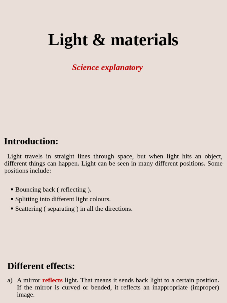 Light & materials | PDF