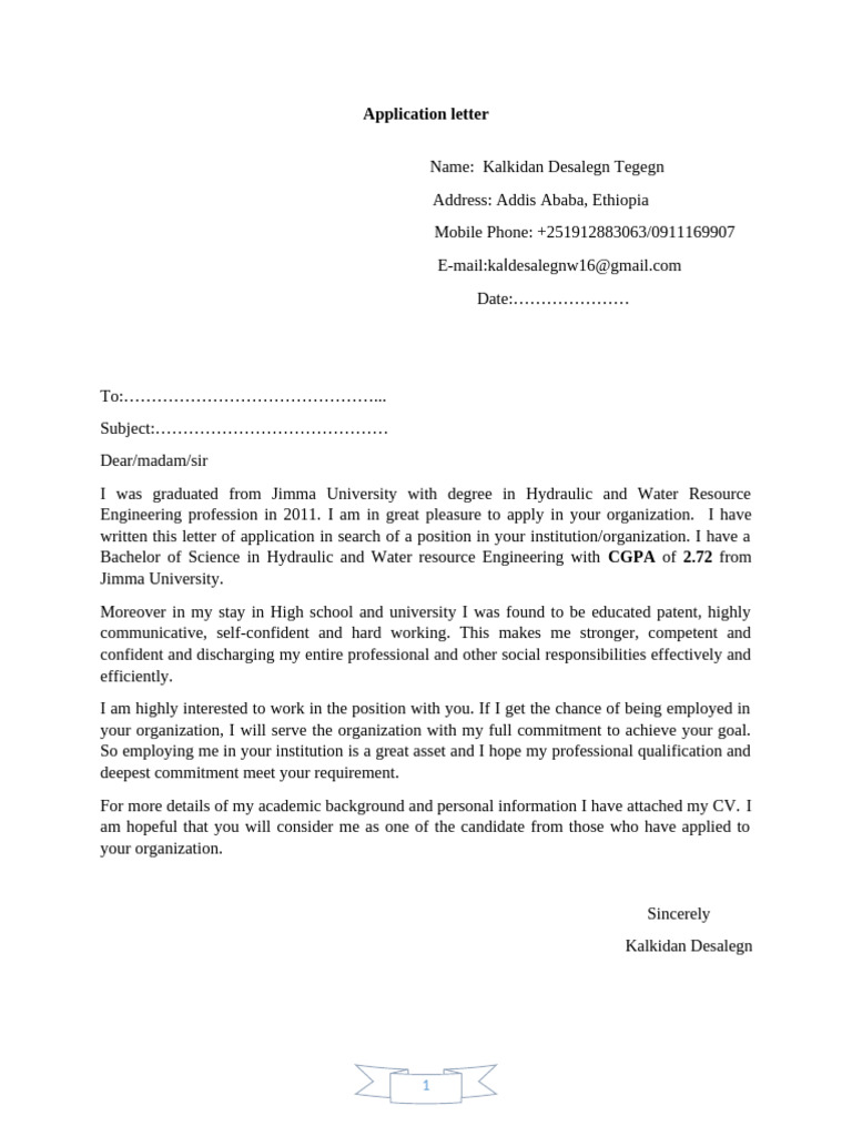 Application Letter | PDF