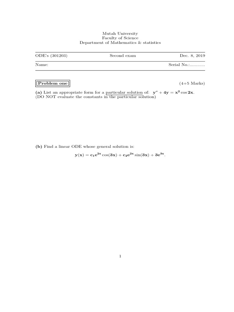 ODE - Second | PDF