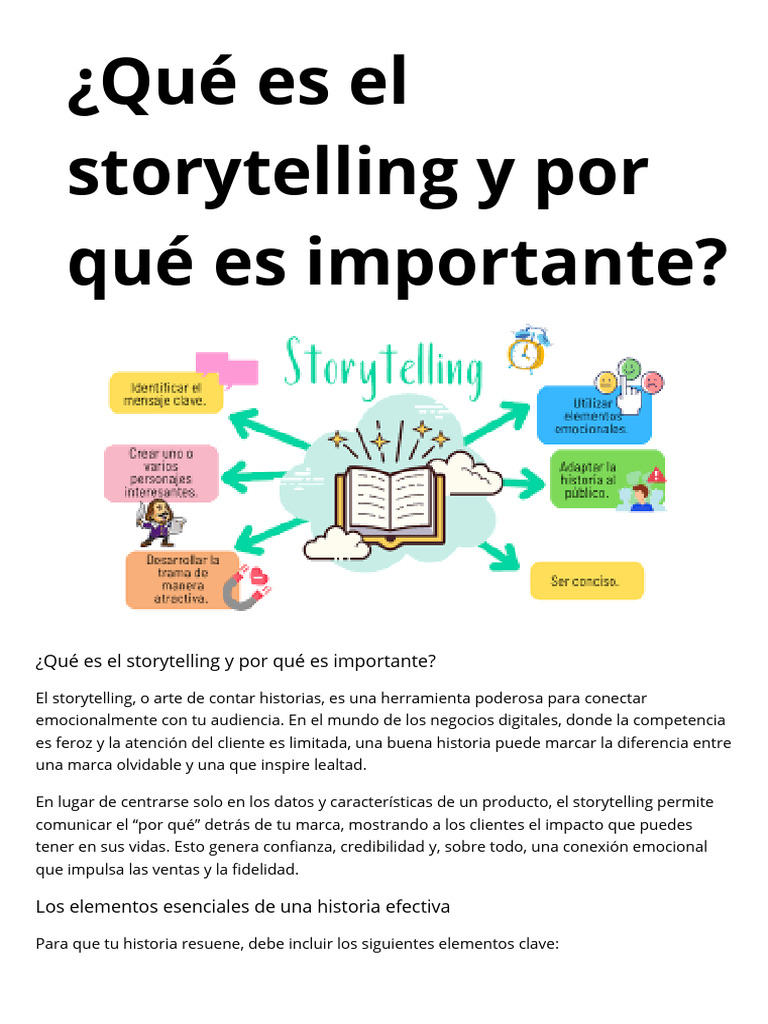 Importancia del Storytelling en Negocios | PDF | Cuentacuentos | Marca