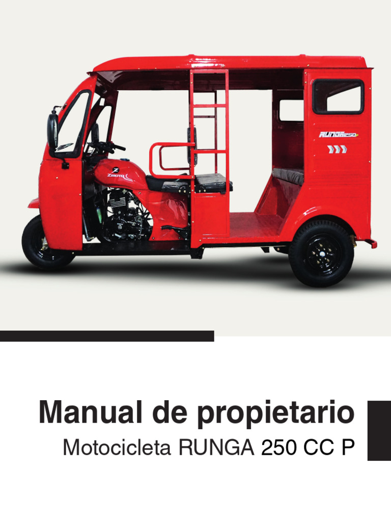 Manual del Propietario RUNGA 250 CC | PDF | Neumático | Embrague