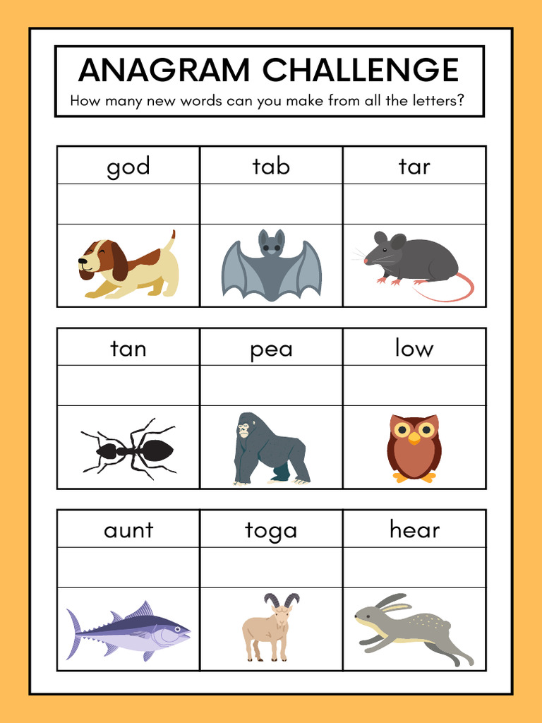 Grade 1 Anagram Worksheet | PDF