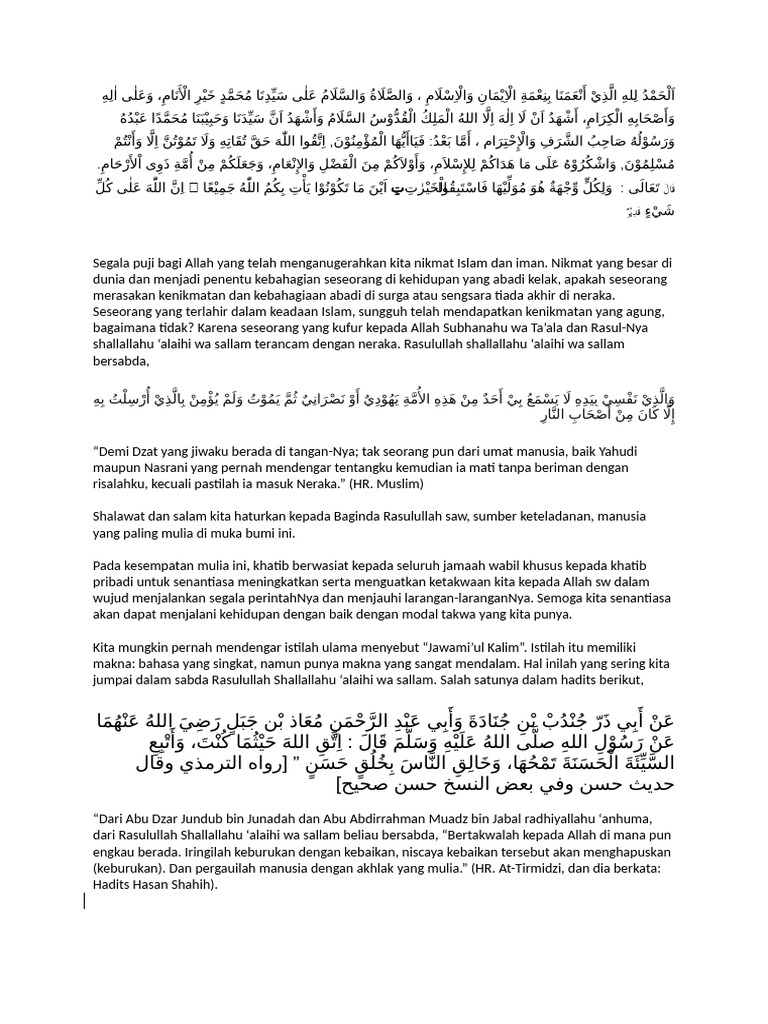 Tiga Wasiat Rasulullah dalam Khutbah | PDF