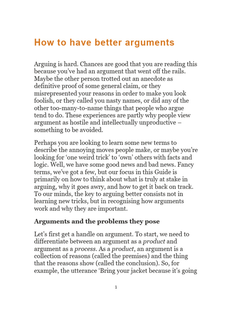 How to have better arguments | PDF | Argument | Reason