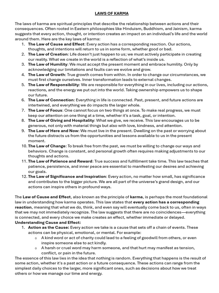 Laws of Karma | PDF | Thought | Intention