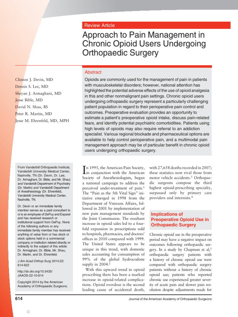 Approach To Pain Management in Chronic Opioid Users | PDF | Mental ...
