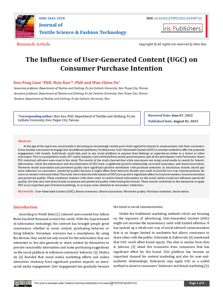 The Influence of User-Generated Content UGC On Con | PDF | Brand ...