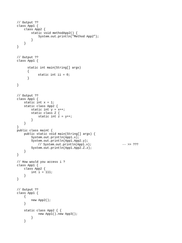 Java Nested Classes and Outputs | PDF | Method (Computer Programming ...
