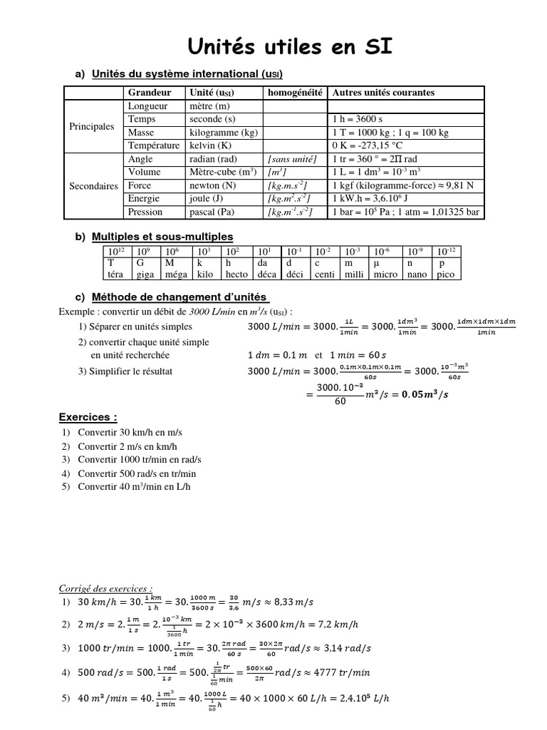 Unités SI et conversions de volume | PDF | Géométrie | Géométrie ...