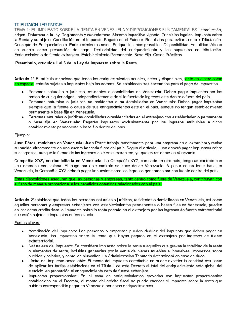 Impuesto sobre la Renta en Venezuela: Claves | PDF | Impuestos ...