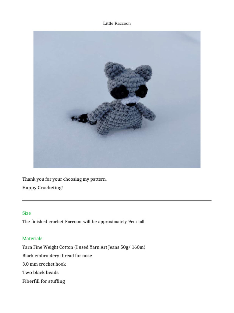 Crochet Raccoon Keychain Free PDF Animal Pattern | PDF | Crochet ...