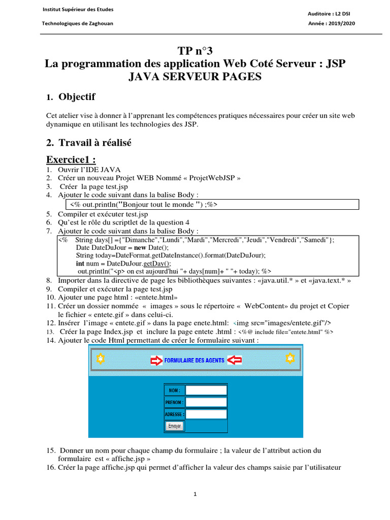 Atelier JSP : Création d'applications Web | PDF | Logiciel ...
