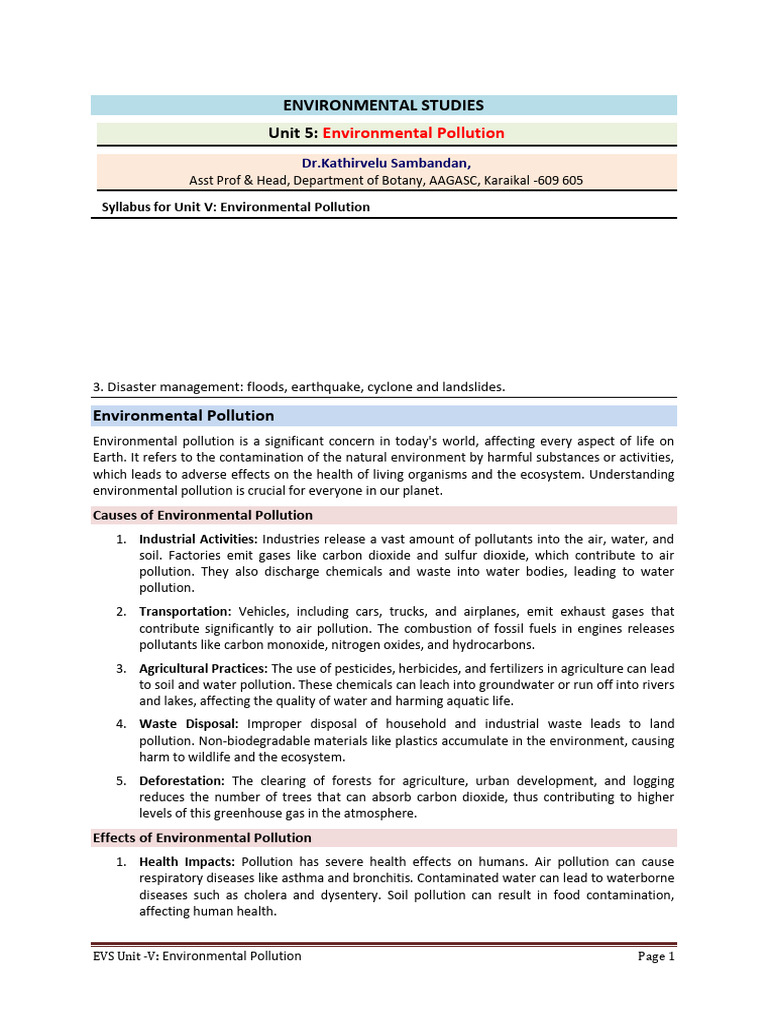Understanding Environmental Pollution | PDF | Water Pollution ...