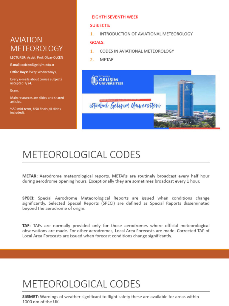Aviation Meteorology: METAR Codes Explained | PDF | Branches Of ...