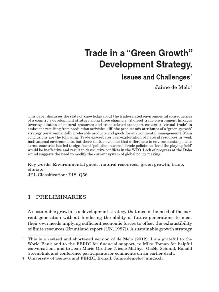 Trade and Green Growth Strategies | PDF | Subsidy | Green Growth