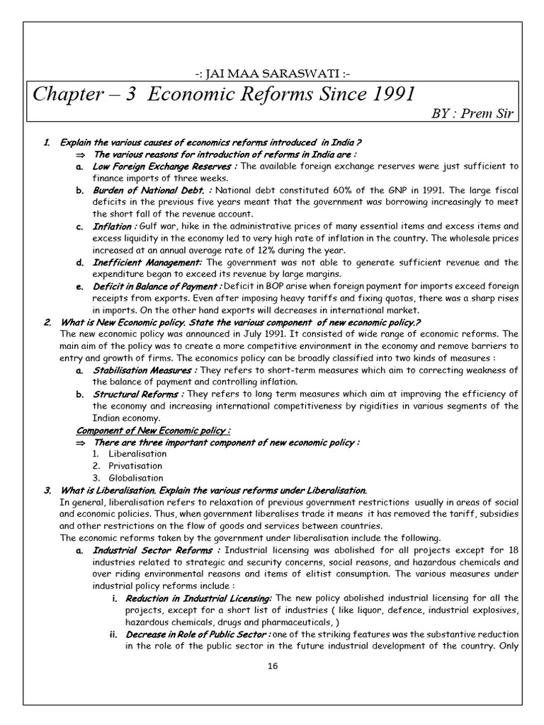 Economic Reforms in India Since 1991 | PDF | World Trade Organization ...