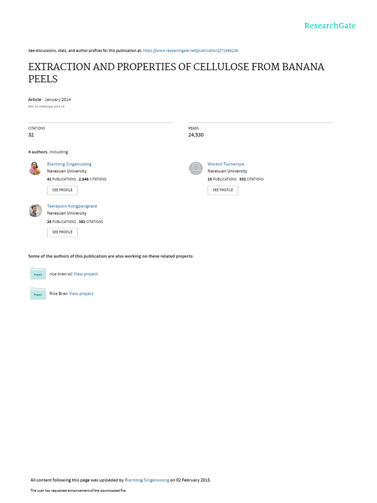 Cellulose Extraction from Banana Peels | PDF | Nuclear Magnetic ...