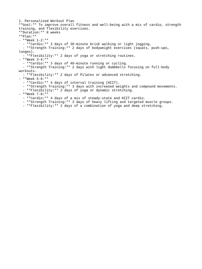 Personalized Workout Plan Pdf