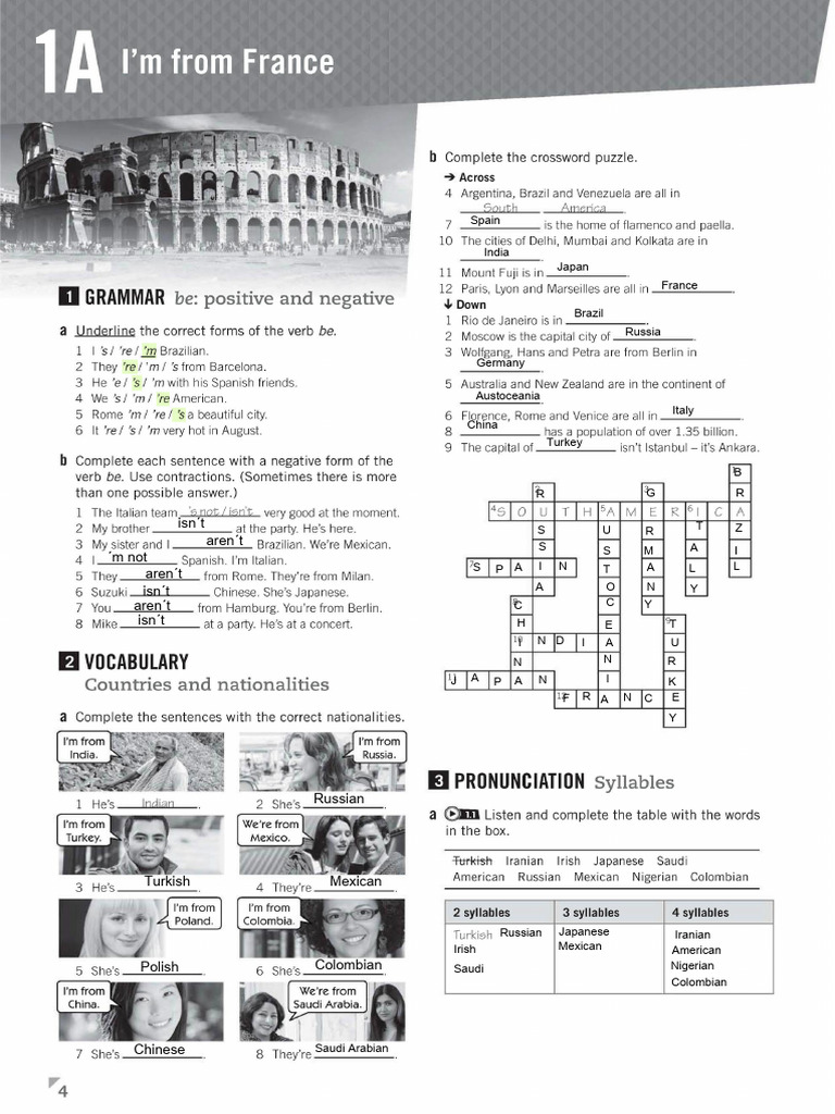 Crossword Puzzle: Countries & Nationalities | PDF | Linguistics | Languages