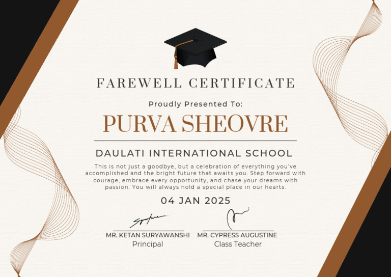 Farewell Certificate for Purva Sheovre | PDF