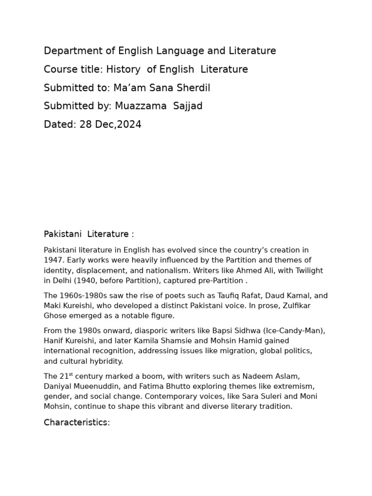 Evolution of Pakistani Literature in English | PDF