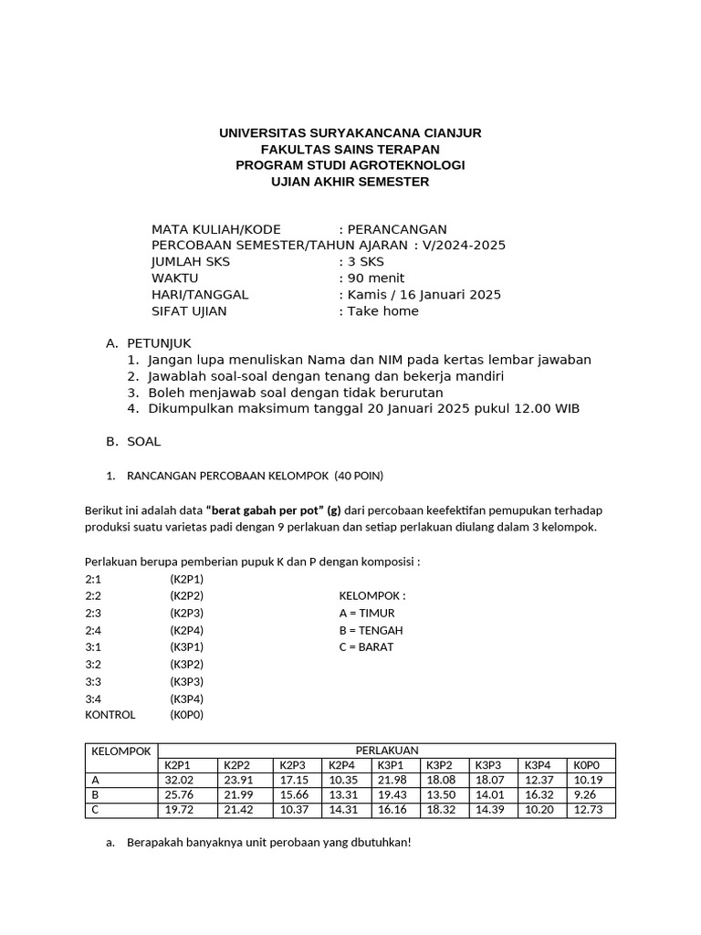 UAS-rancob 2024-2025 | PDF