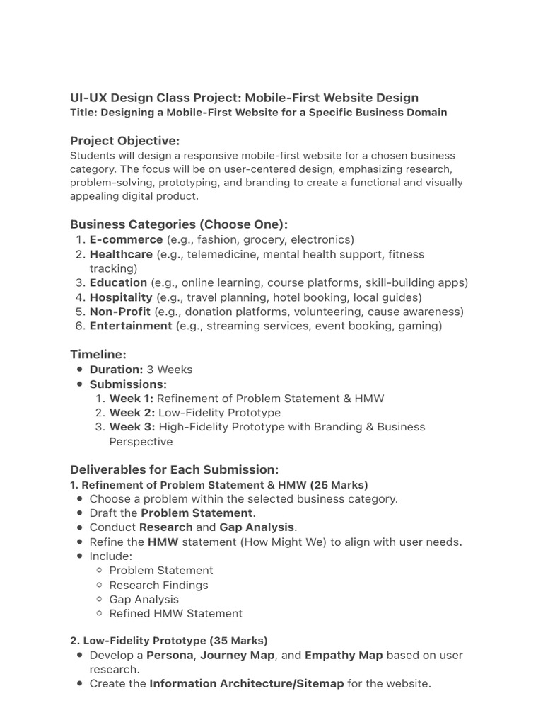 Mobile-First Website Design Project | PDF | Usability | Design