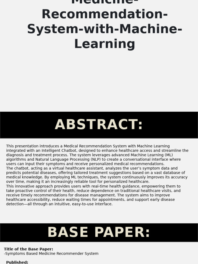 ML-Powered Medical Recommendation System | PDF | Machine Learning ...