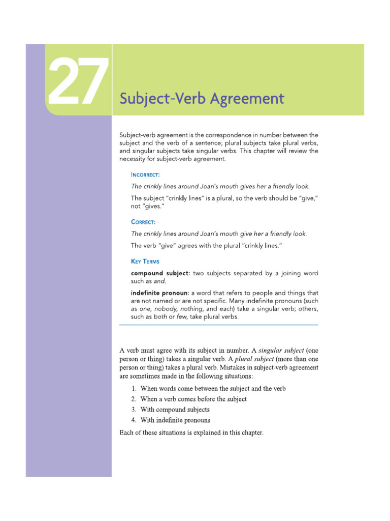 Subject Verb Agreement | PDF