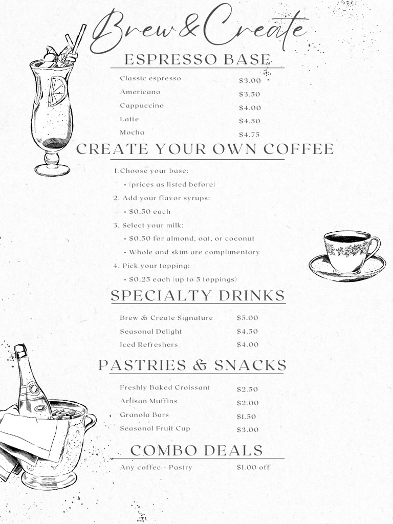 Brew&Create Coffee Menu | PDF