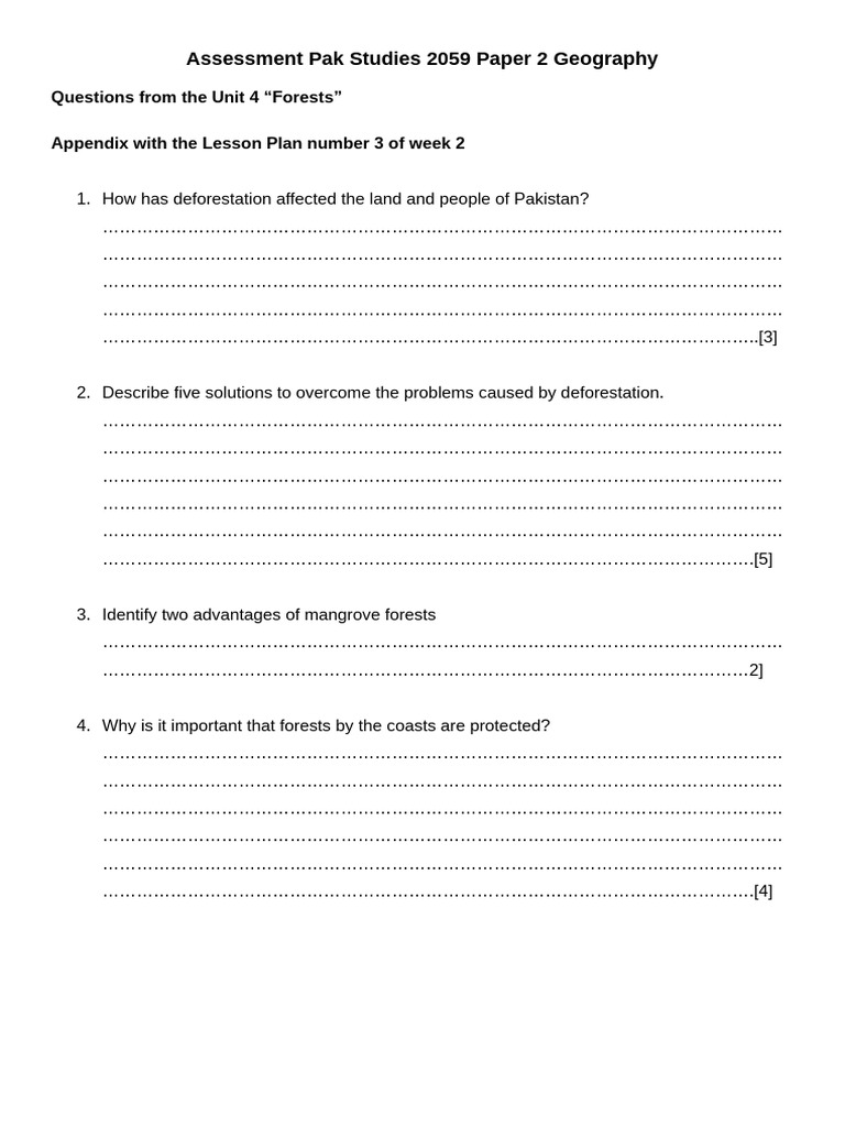 Appendix With The LP 3 of Week 2 | PDF | Forests | Earth Sciences