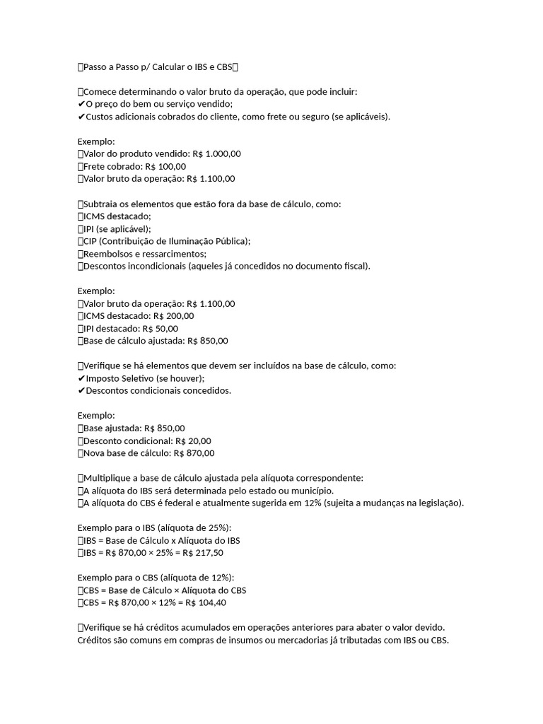 Como Calcular IBS e CBS Passo a Passo | PDF | Impostos | Economias