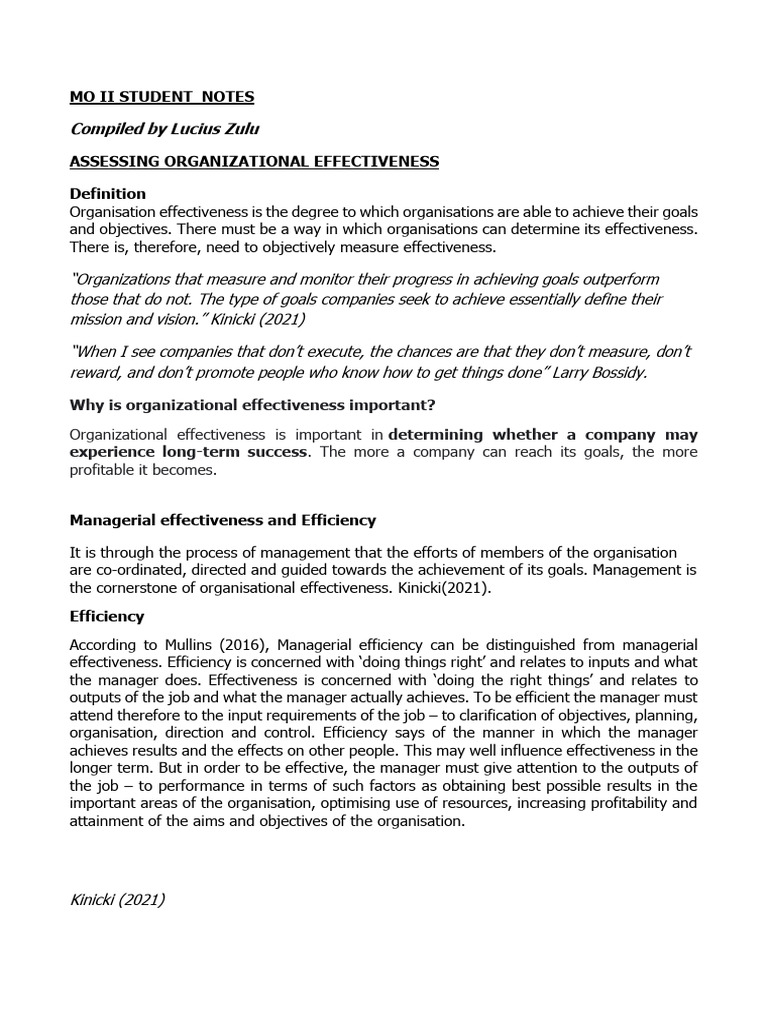 ▼Assessing Organizational Effectiveness Assessing Organizational Effectiveness | PDF | Performance