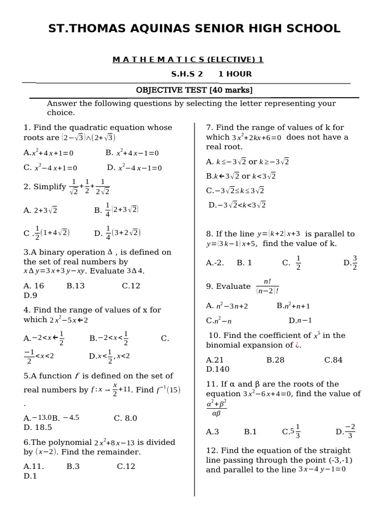 E Math Exams Form2 UPDATED Updated | PDF | Elementary Mathematics ...
