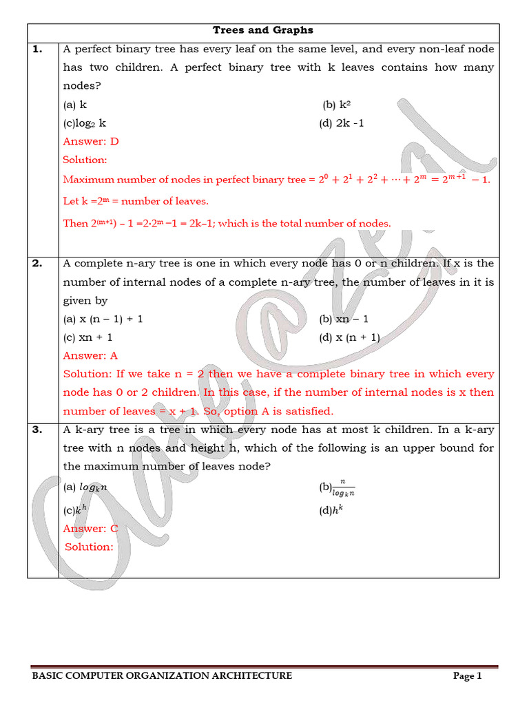 Data Structure II (Tree & Graphs) Basic Solution | PDF | Algorithms And ...