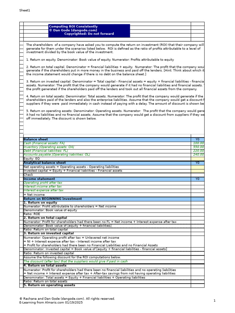 Blank a23 11 Roi Practice | PDF | Equity (Finance) | Book Value