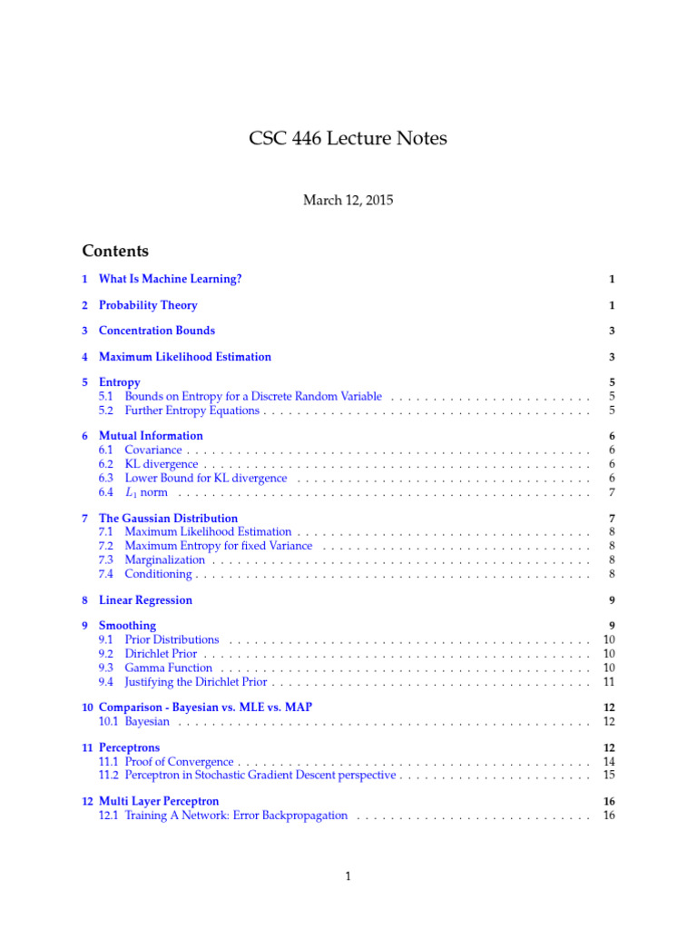 CSC 446 Lecture Notes | PDF | Probability Distribution | Expected Value