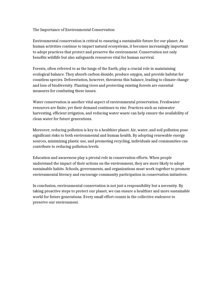 Essential Strategies for Environmental Conservation | PDF