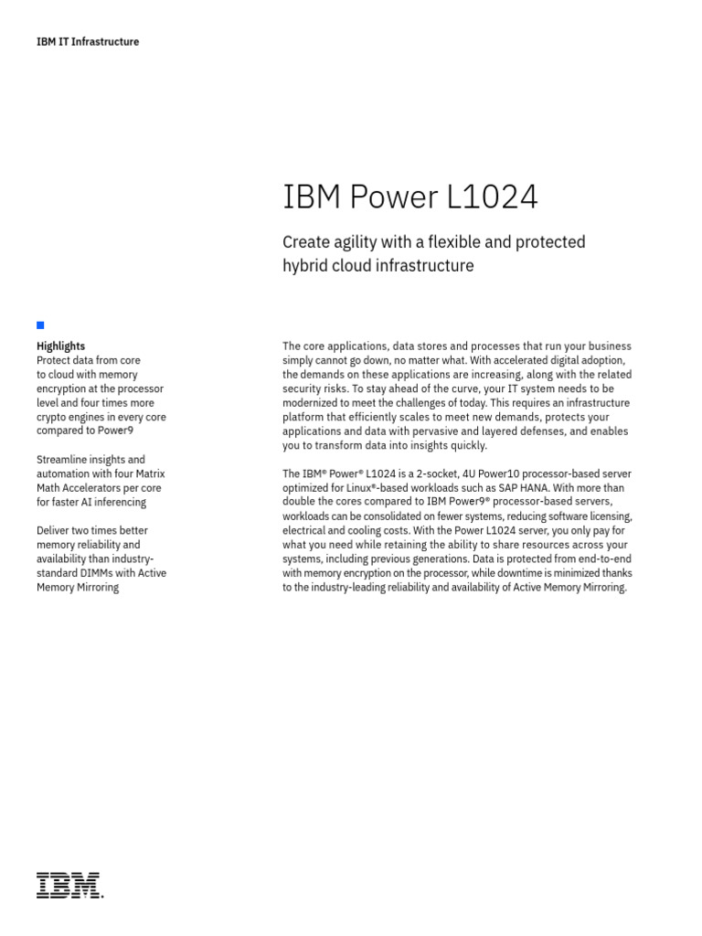 IBM Power L1024: Secure Hybrid Cloud Server | PDF | Electrostatic ...