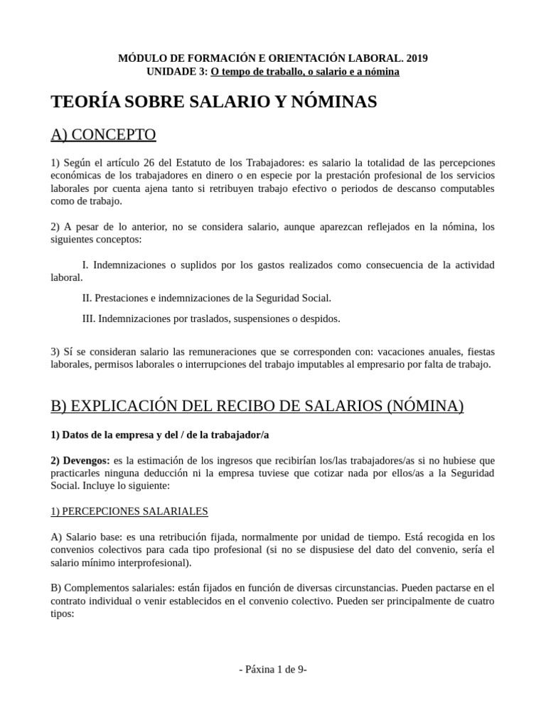 Salario y Nómina: Conceptos Clave | PDF | Salario | Derecho laboral