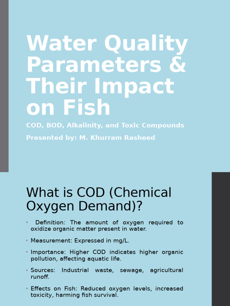M. KHURRAM RASHEED Water - Quality - Impact - Fish | PDF | Alkalinity ...