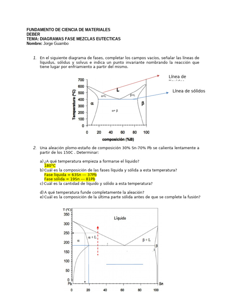 Diagramas de Fases en Aleaciones Eutécticas | PDF | Fase (materia ...
