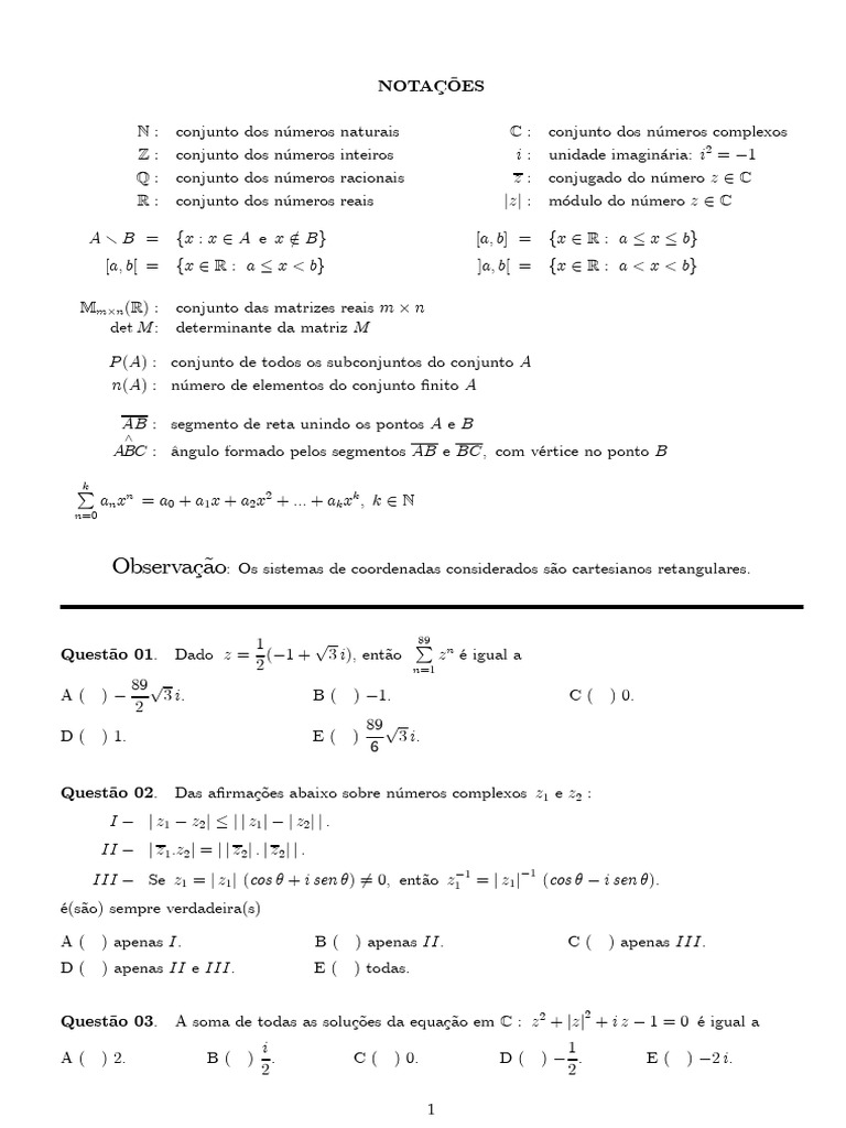 Notações e Questões de Matemática Avançada | PDF | Triângulo | Círculo