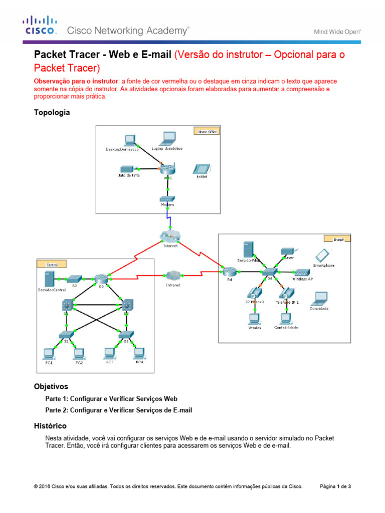 Configuração de Web e E-mail no Packet Tracer | PDF | Rede mundial de ...