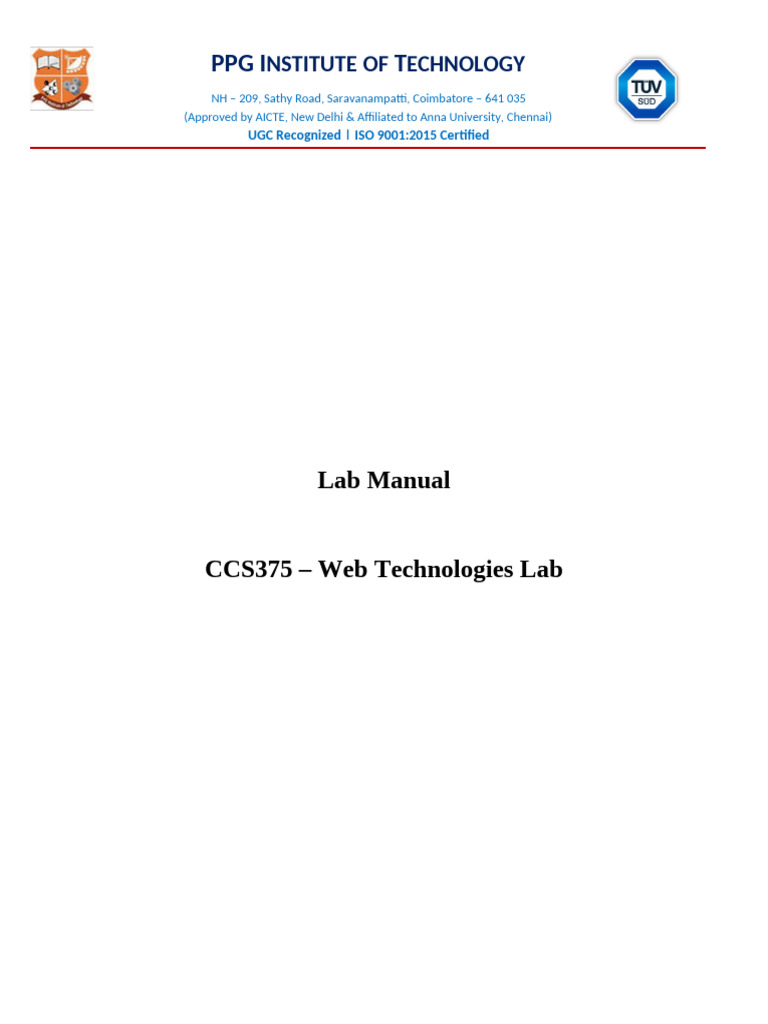 Web Technologies Lab Manual | PDF | Web Application | Parameter ...