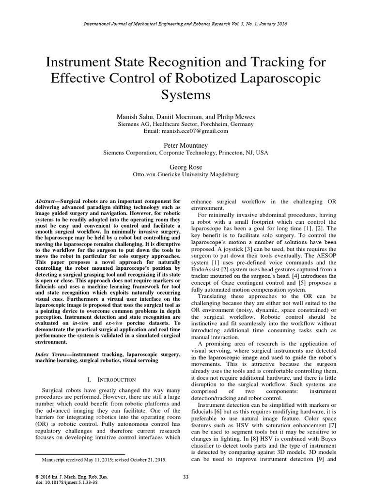 Robotized Laparoscopic Control System | PDF | Statistical Classification