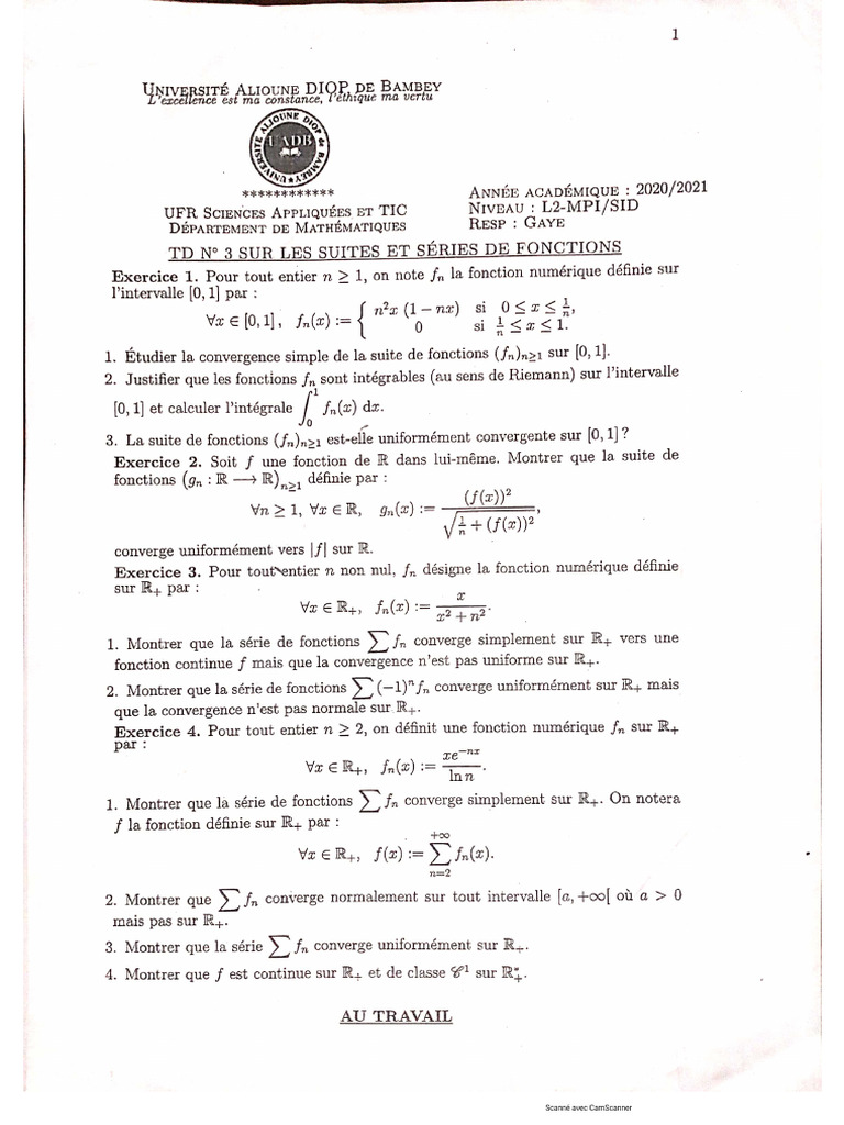 Correction TD3-Suites Et Séries de Fonctions | PDF