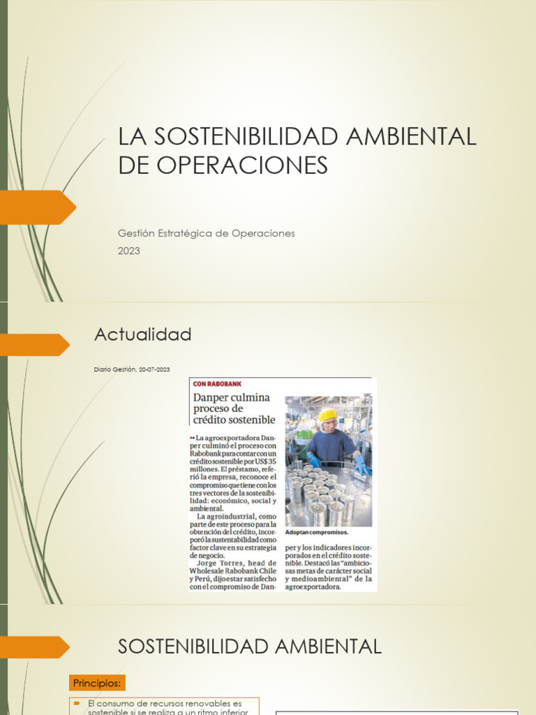 Sostenibilidad Ambiental en Operaciones | PDF | Sustentabilidad ...
