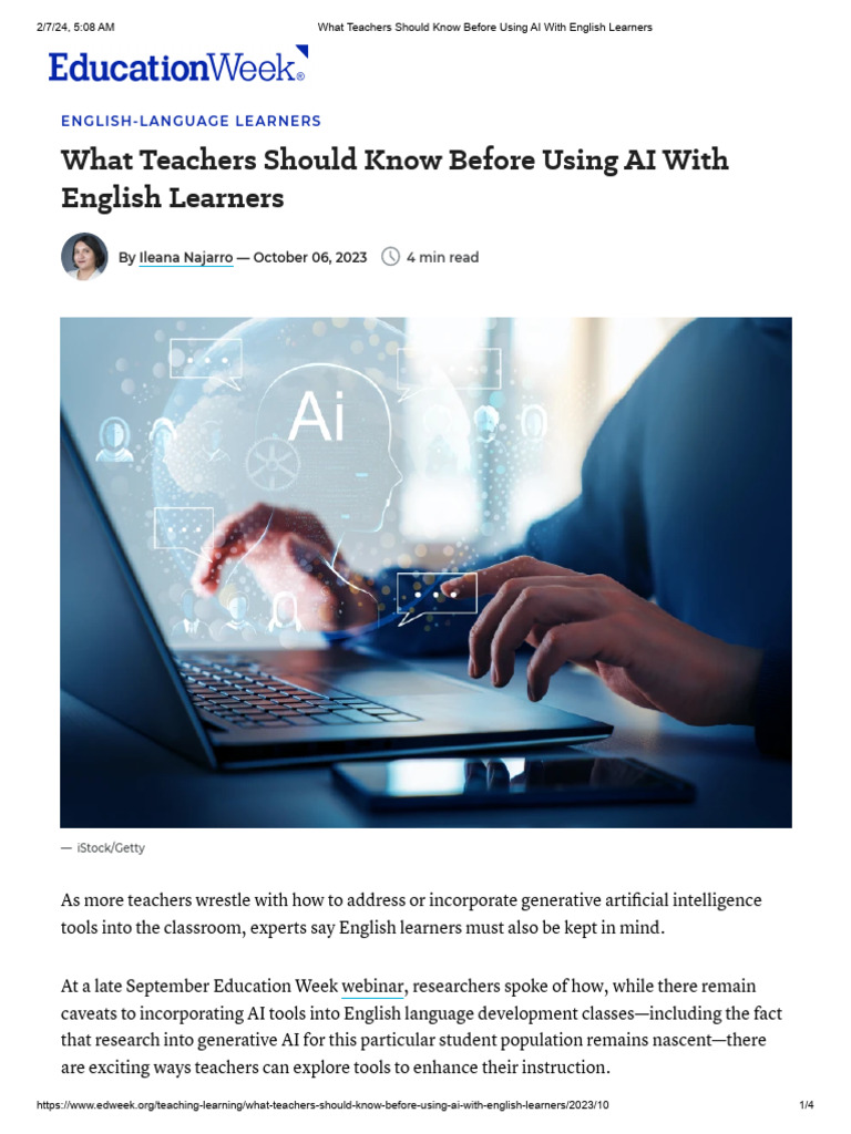 What Teachers Should Know Before Using AI With English Learners | PDF ...